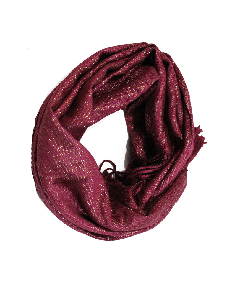 burgundy viscose cotton shimmer glitter hijab with tassels