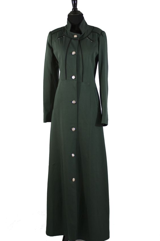 dark forest green jilbab with buttons and a gold belt