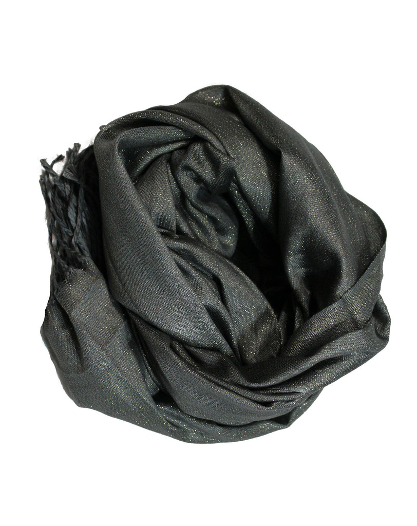 dark gray viscose cotton shimmer glitter hijab with tassels