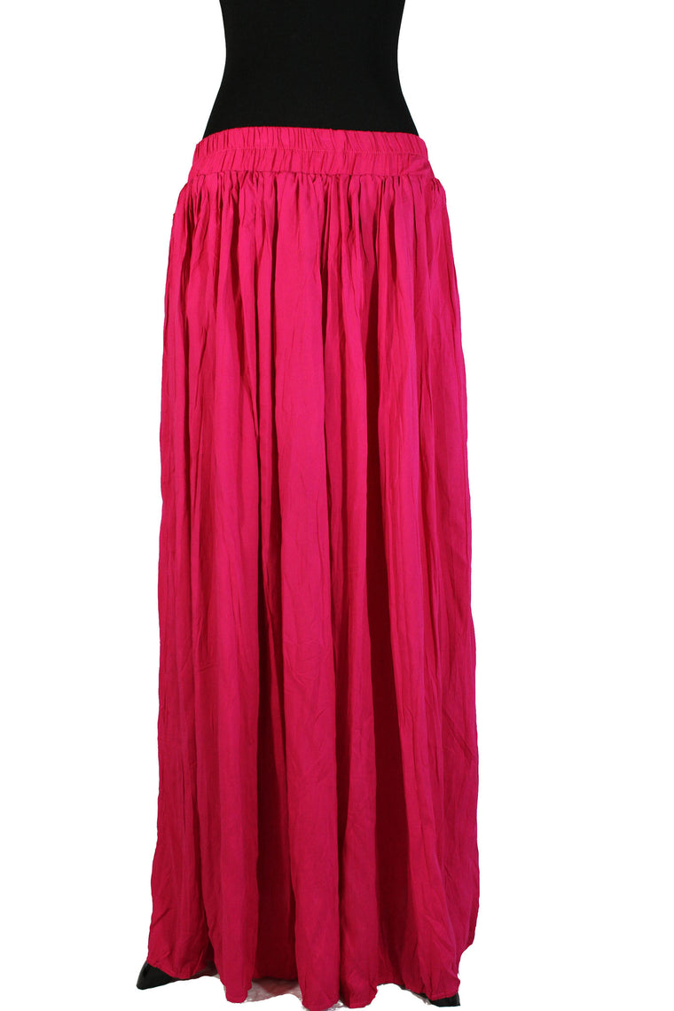 Pleated Maxi Skirt - Hot Pink
