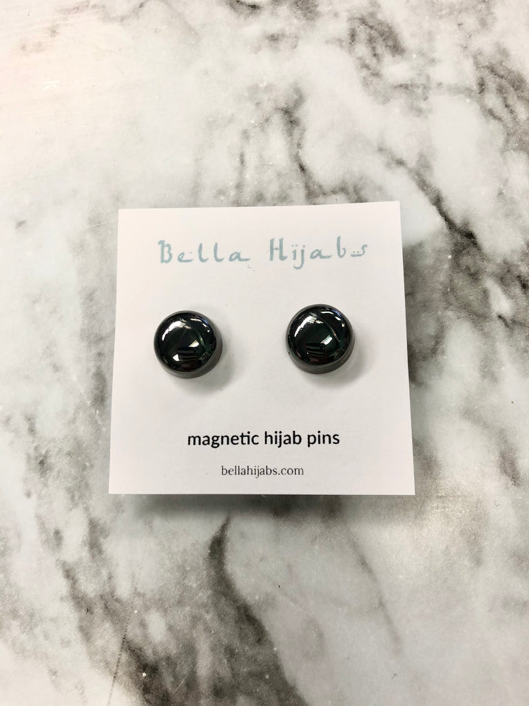 black  set of two clasp magnet snag free hijab pins