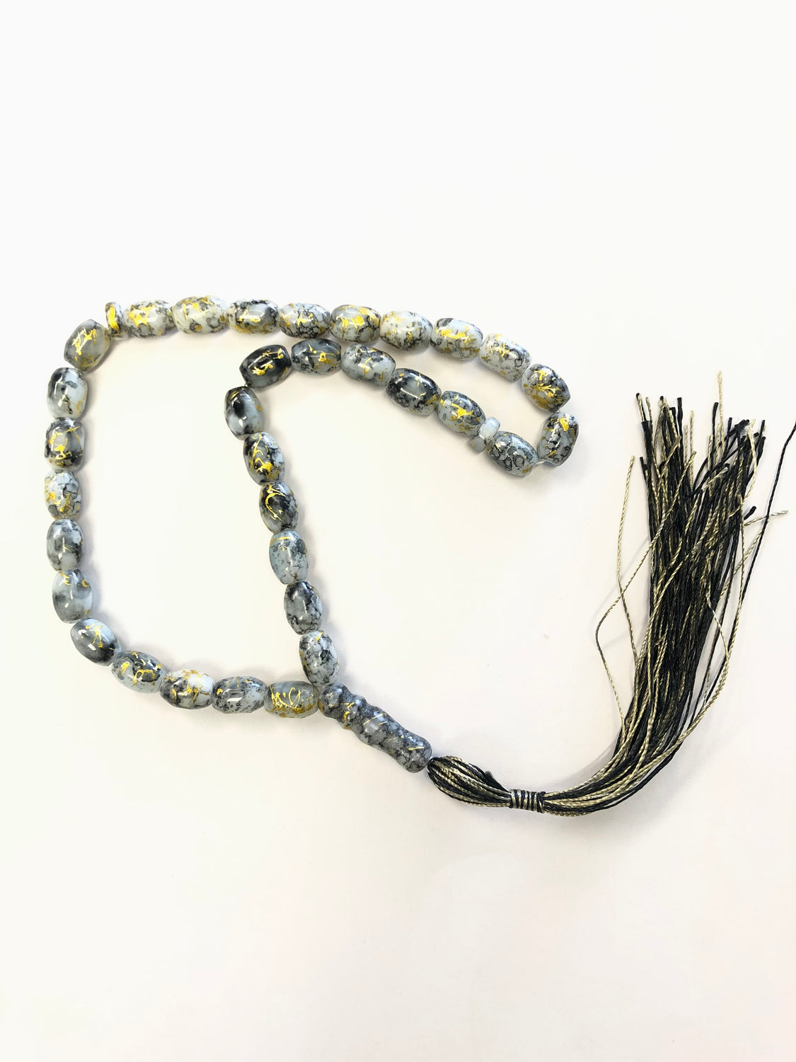 gray marbled and gold tasbeeh with 33 beads
