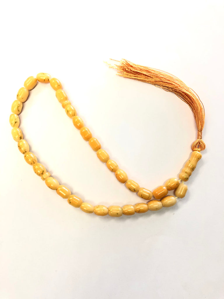 yellow beaded tasbeeh with 33 beads