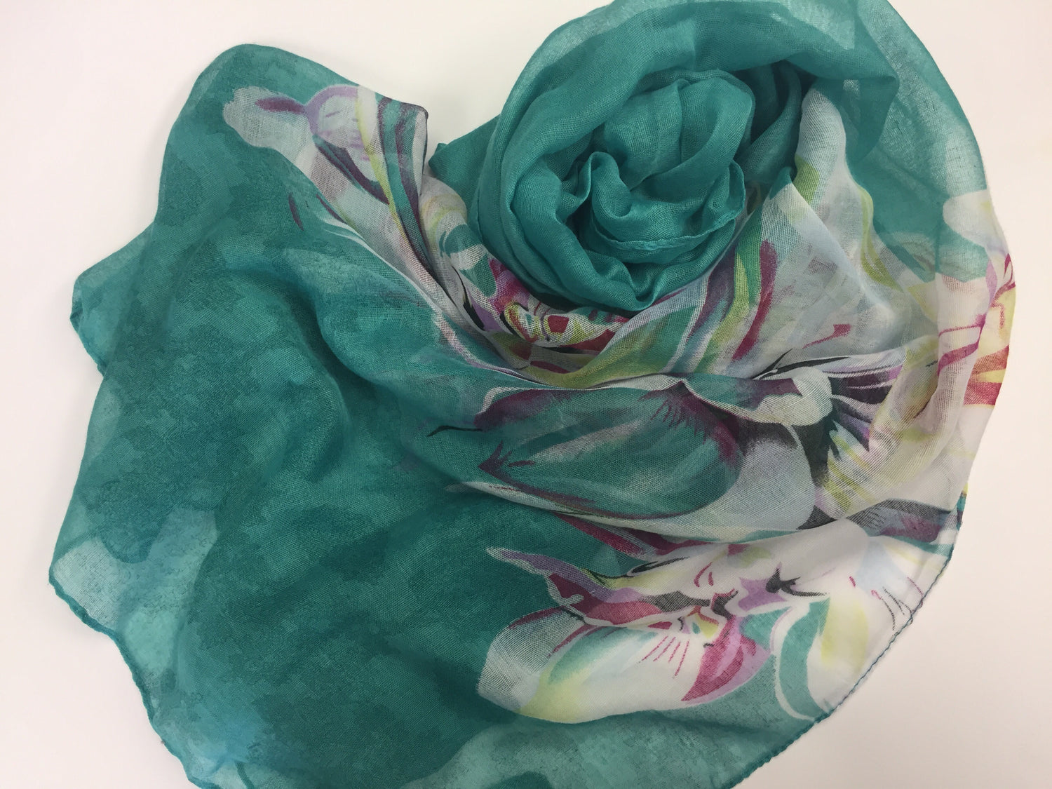 teal hijab with floral print