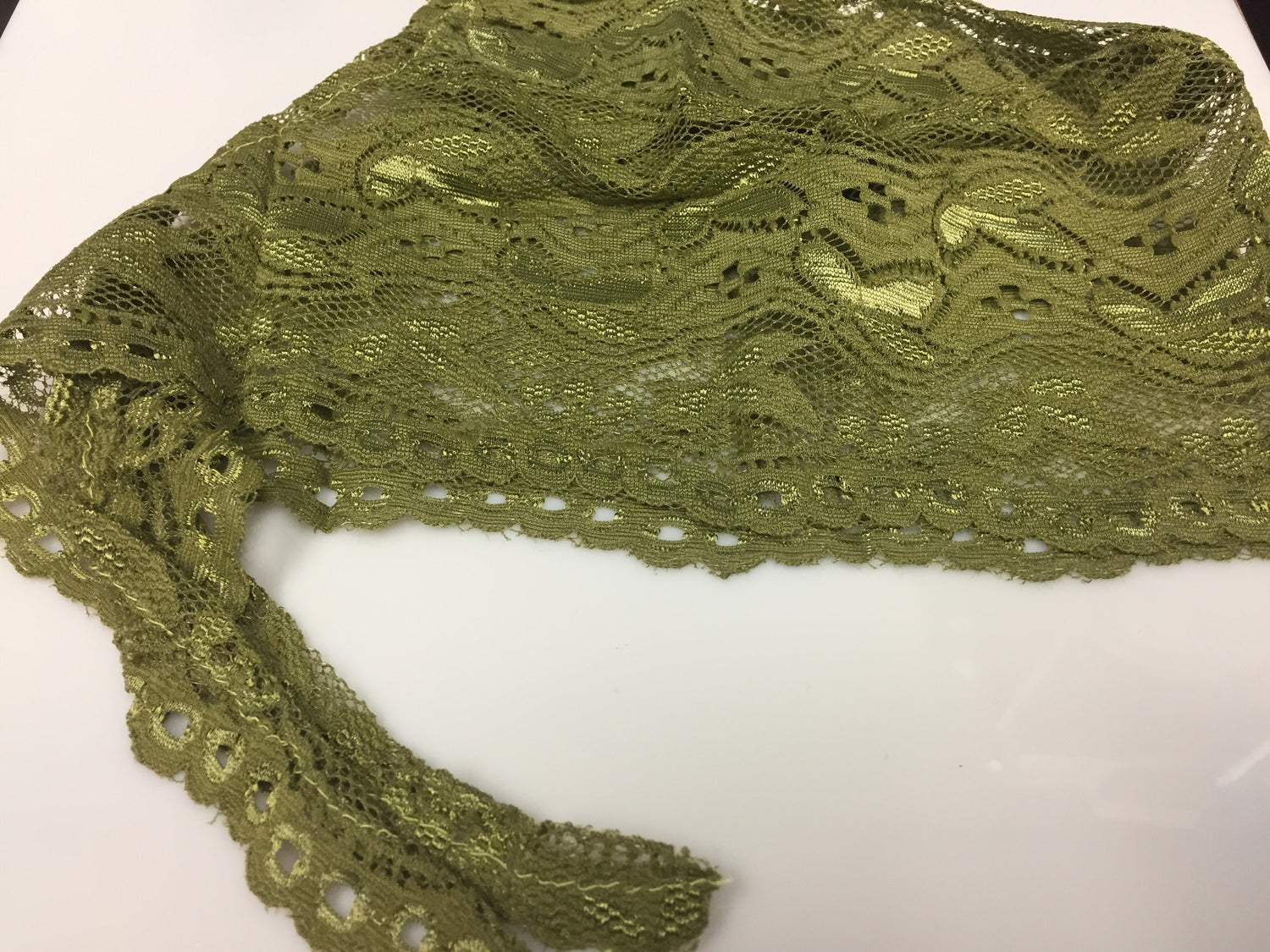 lace tie back under cap bonnet for hijab in olive green