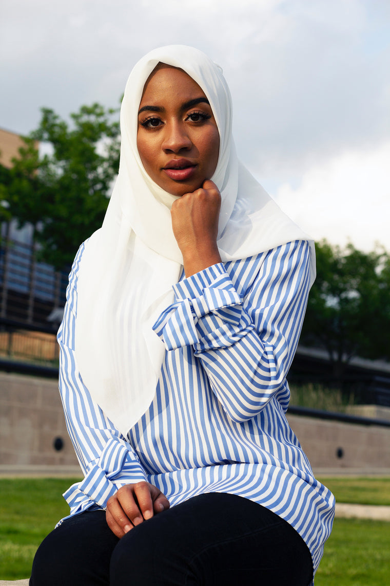 Premium Chiffon Square Hijab - White