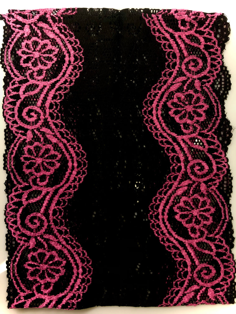 Lace Under Scarf Tube Cap - Pink & Black