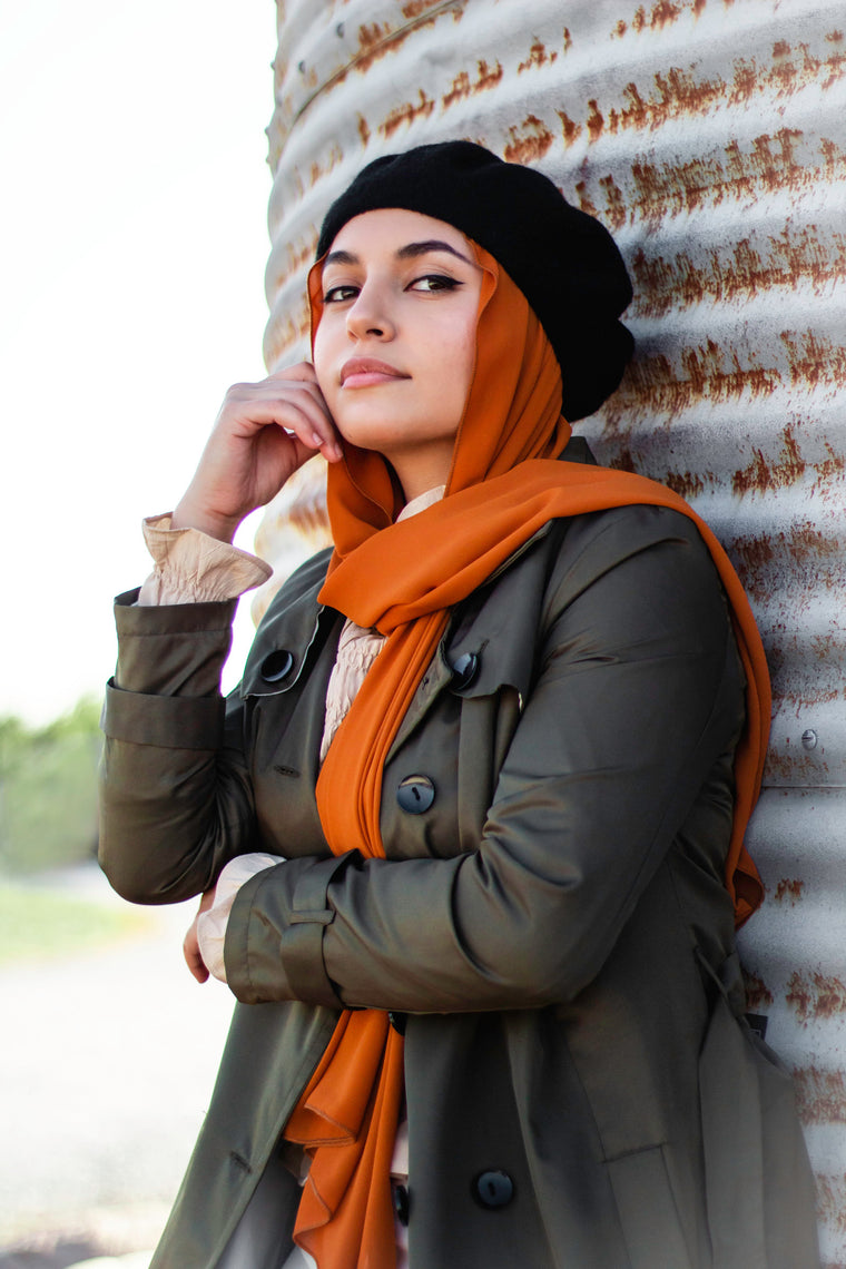 burnt orange chiffon hijab