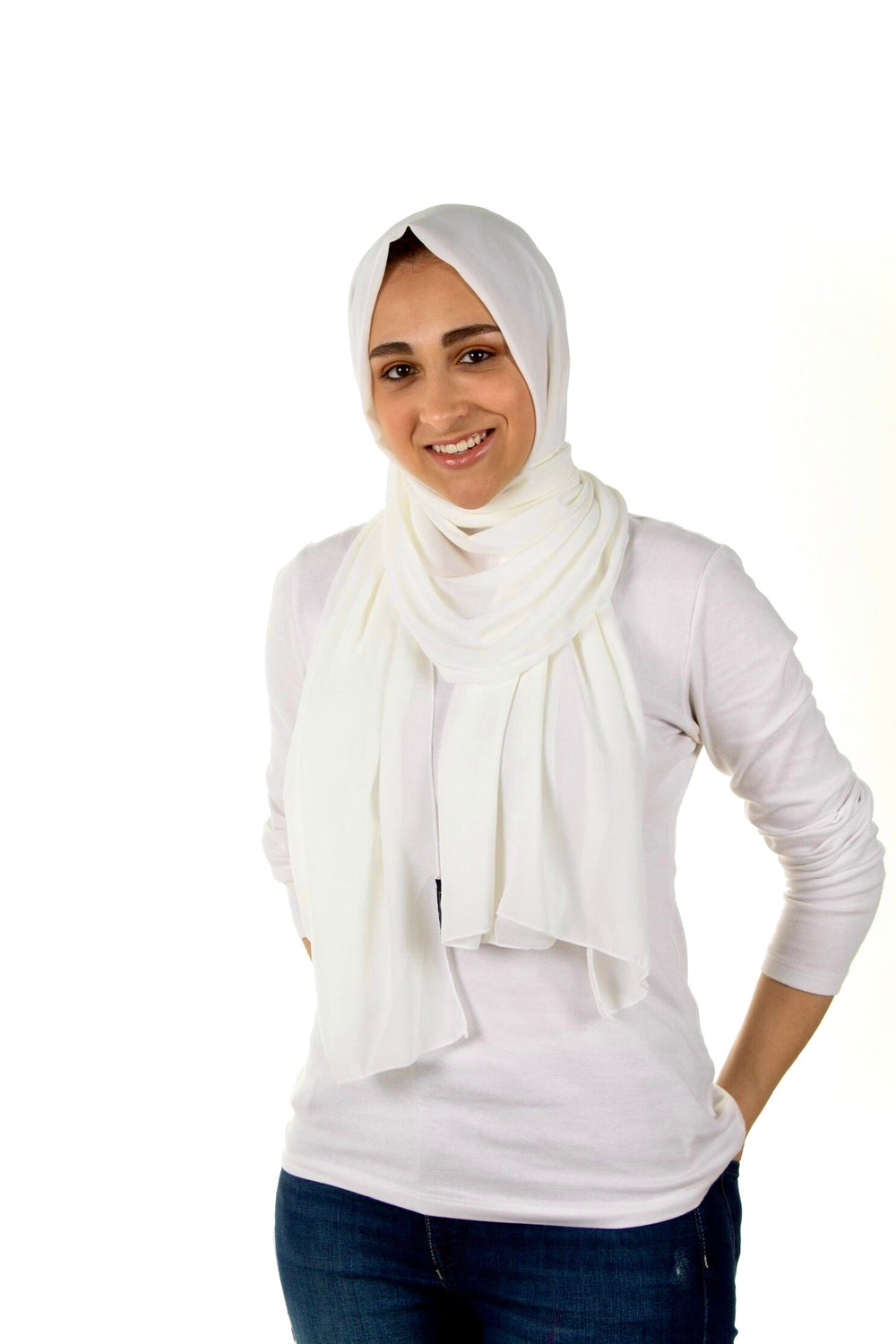 off white chiffon hijab