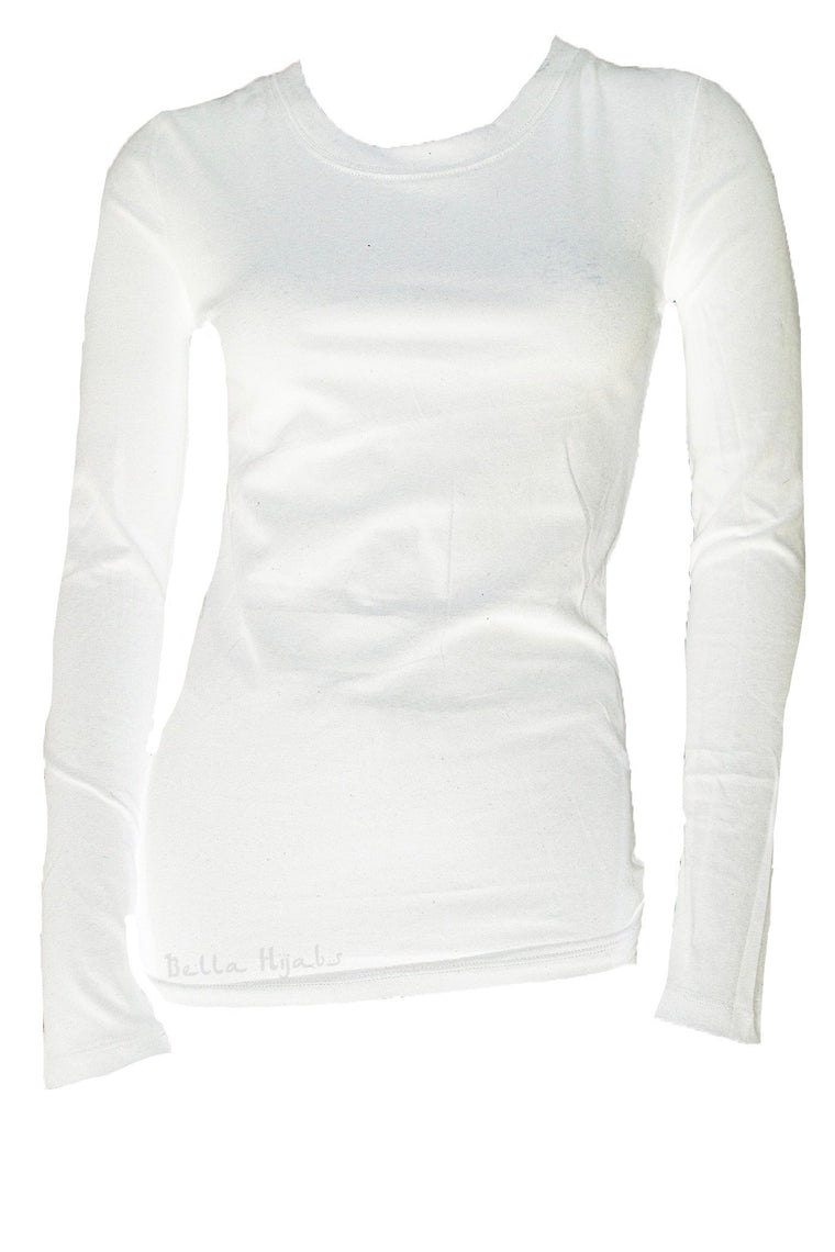 Long Sleeve Basic Top - White
