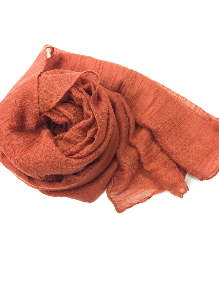 Crinkle Cotton Hijab - Burnt Orange