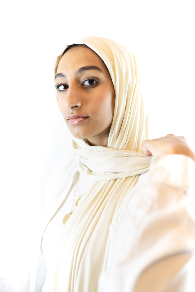 ivory beige jersey hijab