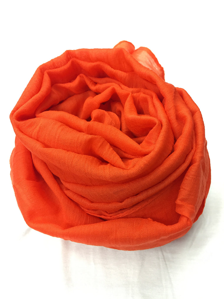 Crinkle Cotton Hijab - Carrot Orange