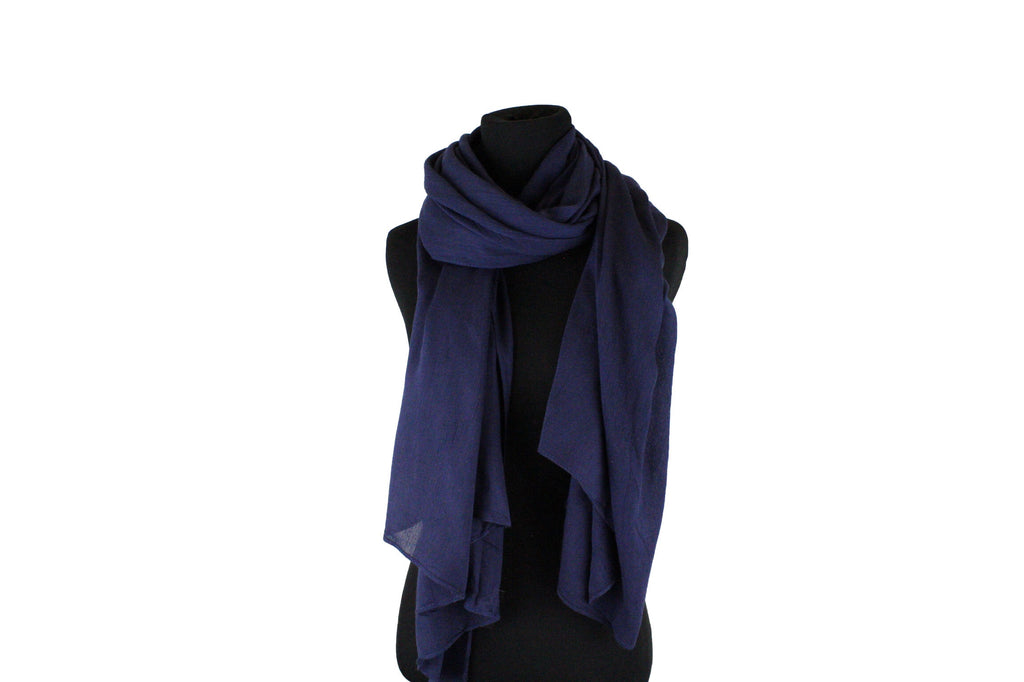 solid navy hijab with crepe texture