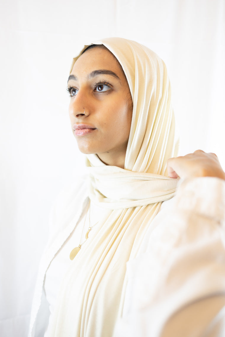 jersey hijab in ivory