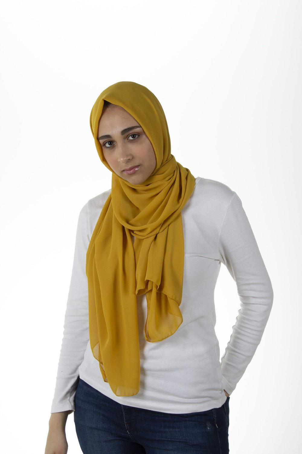 mustard chiffon hijab