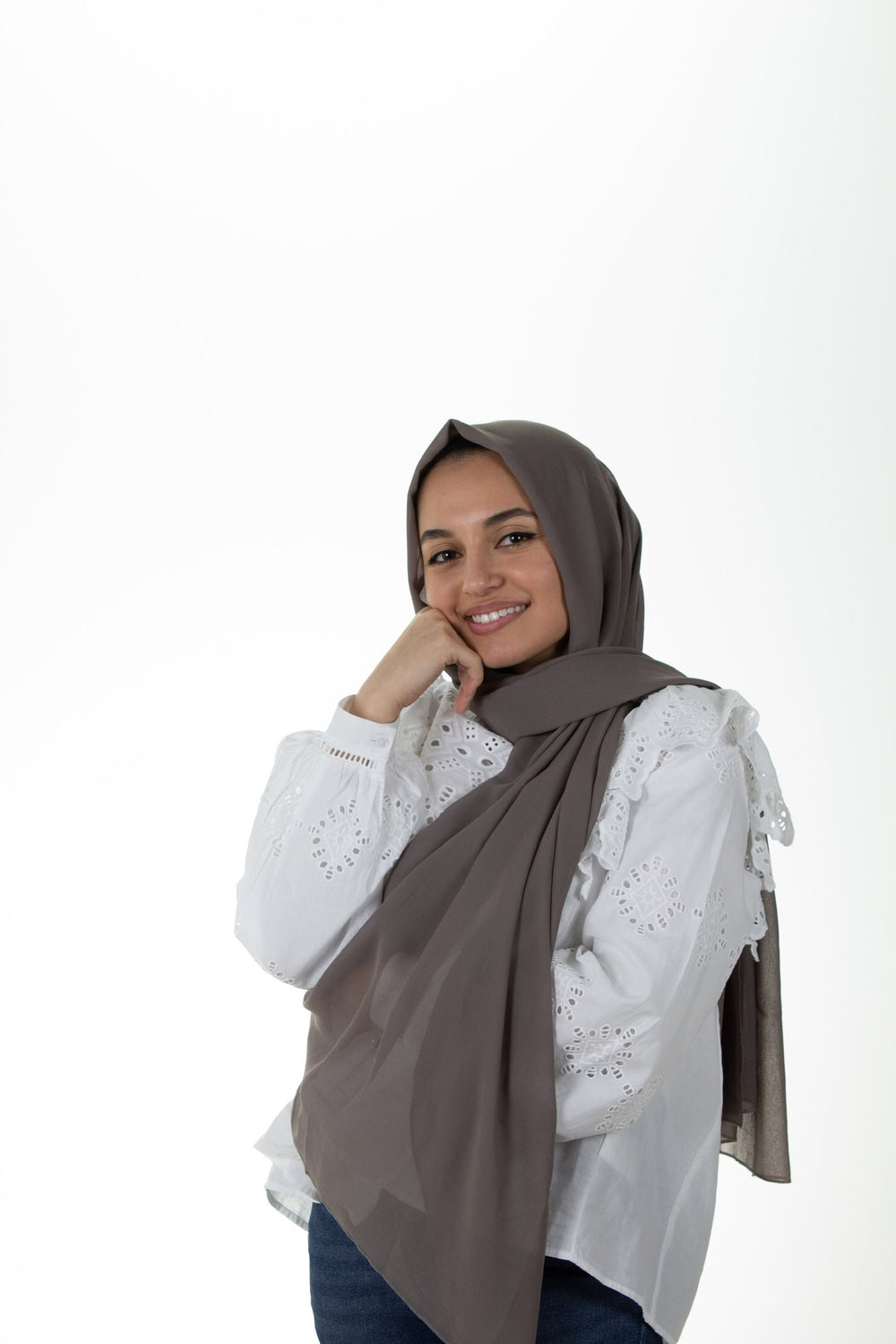 dark gray cement chiffon hijab