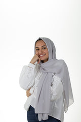 silver gray chiffon hijab