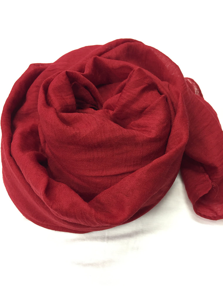 Crinkle Cotton Hijab - Dark Red