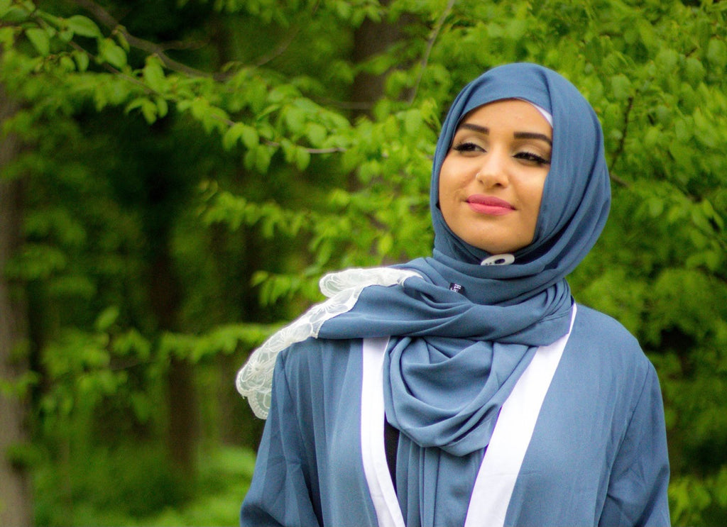 lace georgette hijab in blue