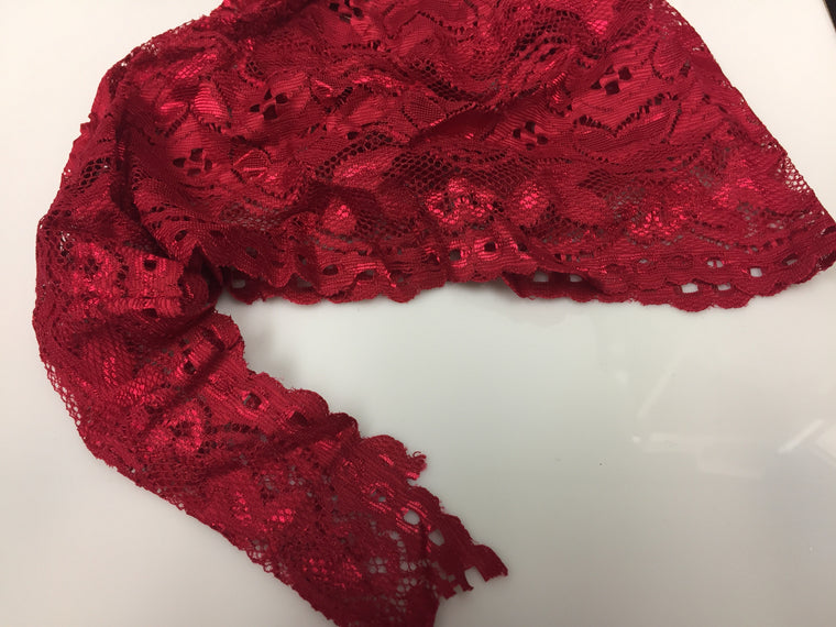 Lace Tie Back Under Scarf - Deep Red