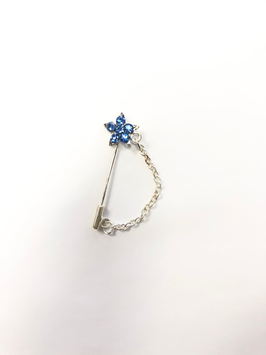 silver star clasp hijab pin with blue jewels