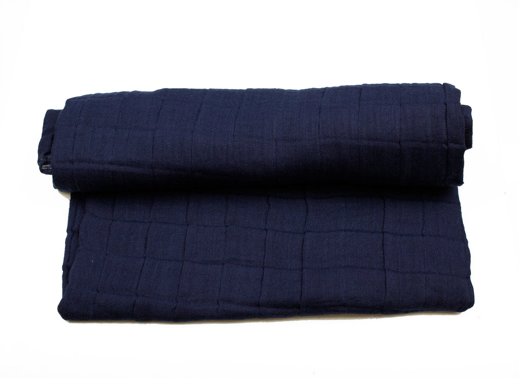 navy blue textured pleated grid hijab