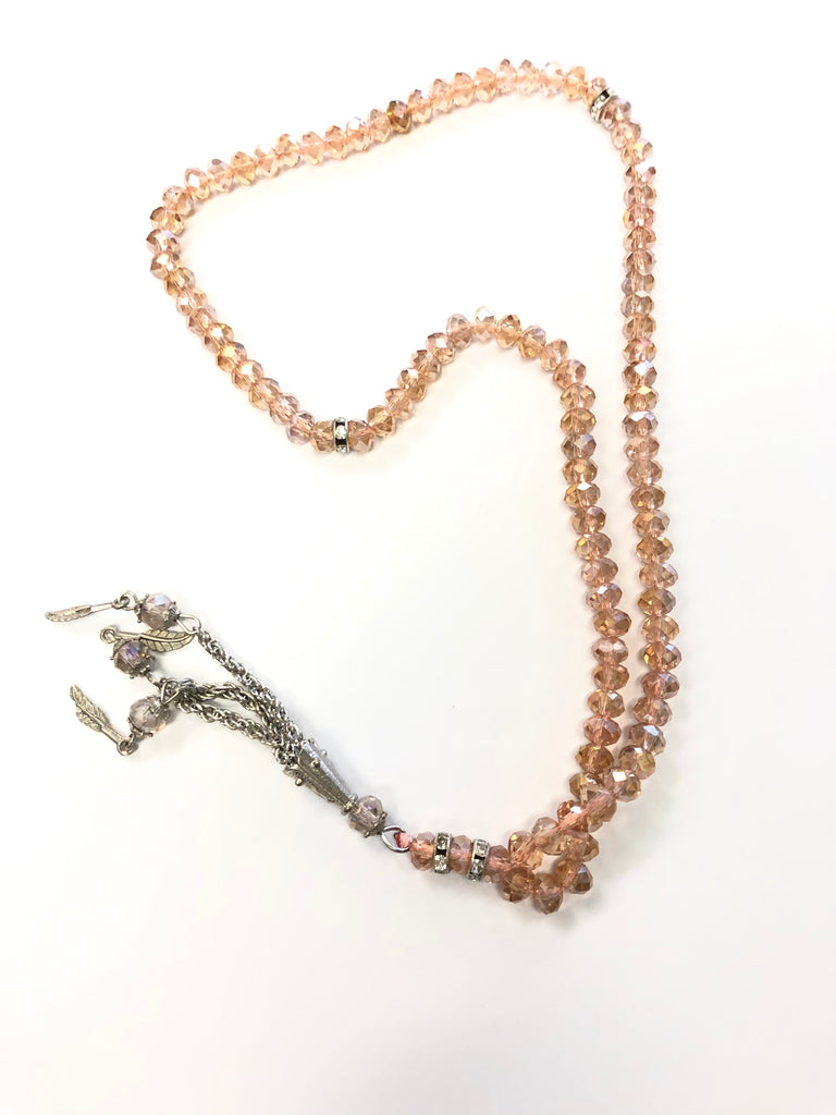 light pink crystal beaded tasbeeh with 99 beads