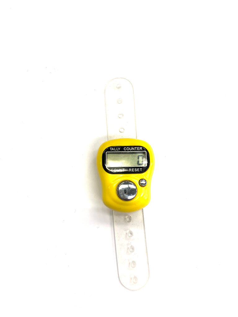 yellow finger electronic tasbeeh with a band to strap onto your finger