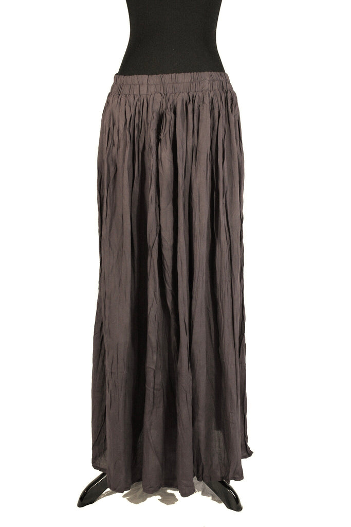 brown pleated maxi skirt