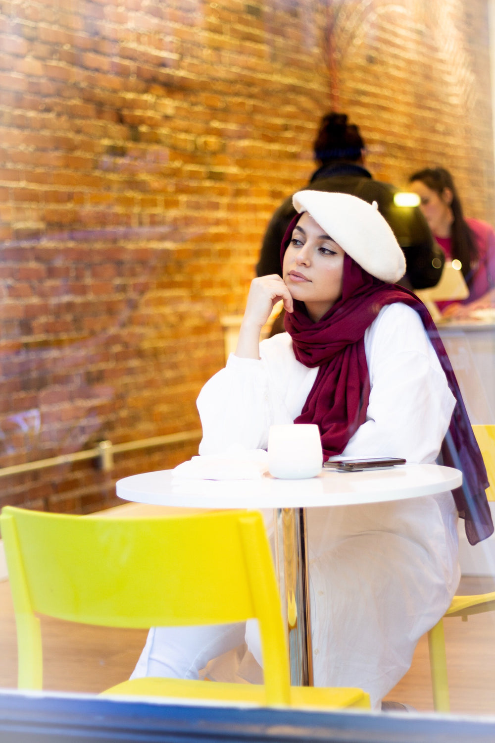 maroon crepe rayon hijab
