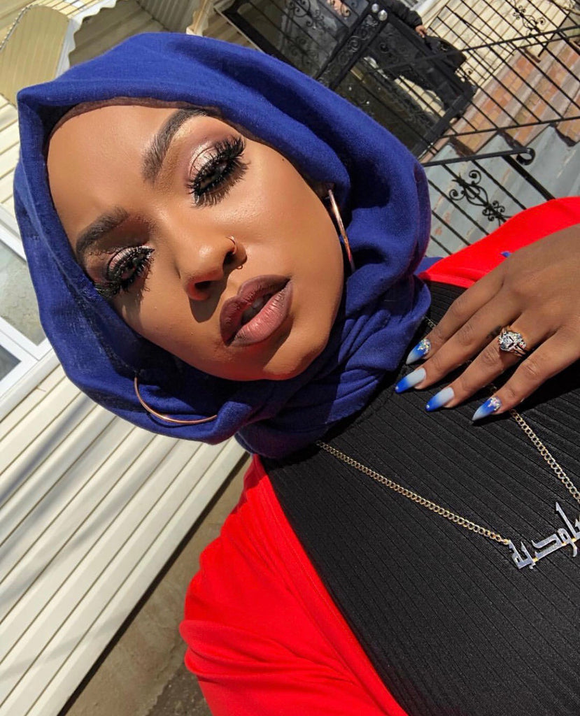 dark blue solid viscose hijab