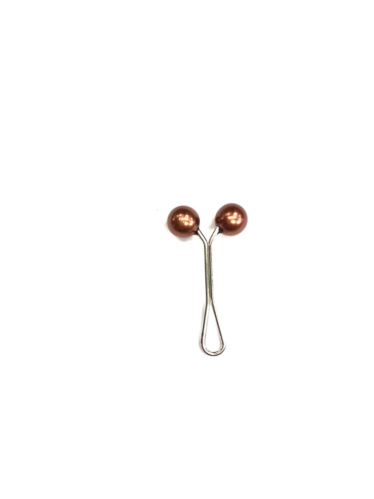 brown pearl gliding hijab clip pin