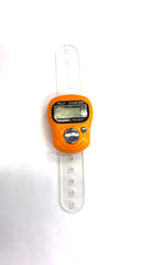 orange finger electronic tasbeeh with a band to strap onto your finger