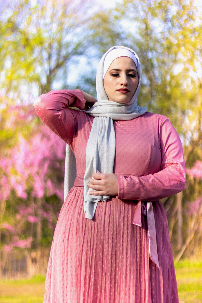 Long Sleeved Polka Dot Maxi Dress - Pink Bella Hijabs Long Sleeved Polka Dot Maxi Dress - Pink Bella Hijabs