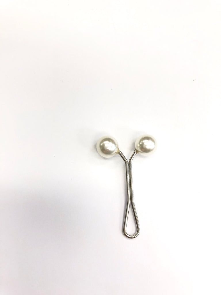 white pearl gliding hijab clip pin