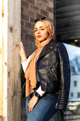 solid mocha hijab with crepe texture