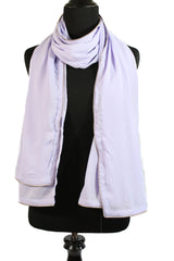 lilac chiffon hijab with gold zipper embellishment along the edges