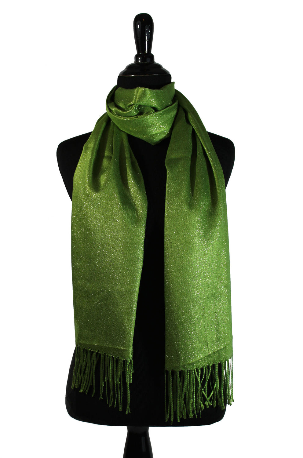 lime shimmer hijab with tassels 