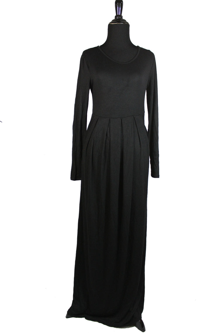 Maxi Dress with Pockets - Black