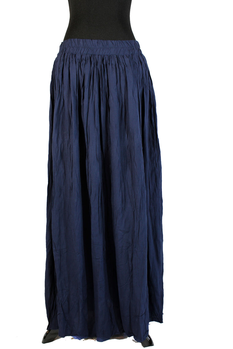 Pleated Maxi Skirt - Navy Blue