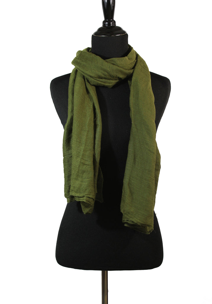 olive green solid crinkle cotton hijab