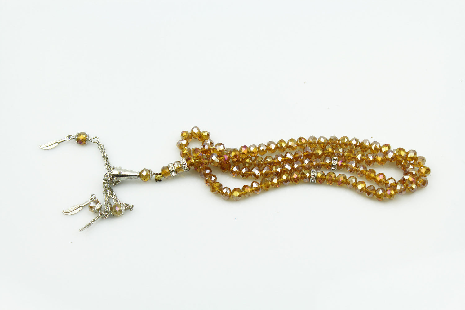 gold crystal tasbeeh with 99 beads