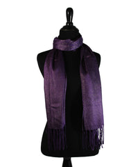 purple shimmer hijab with tassels 