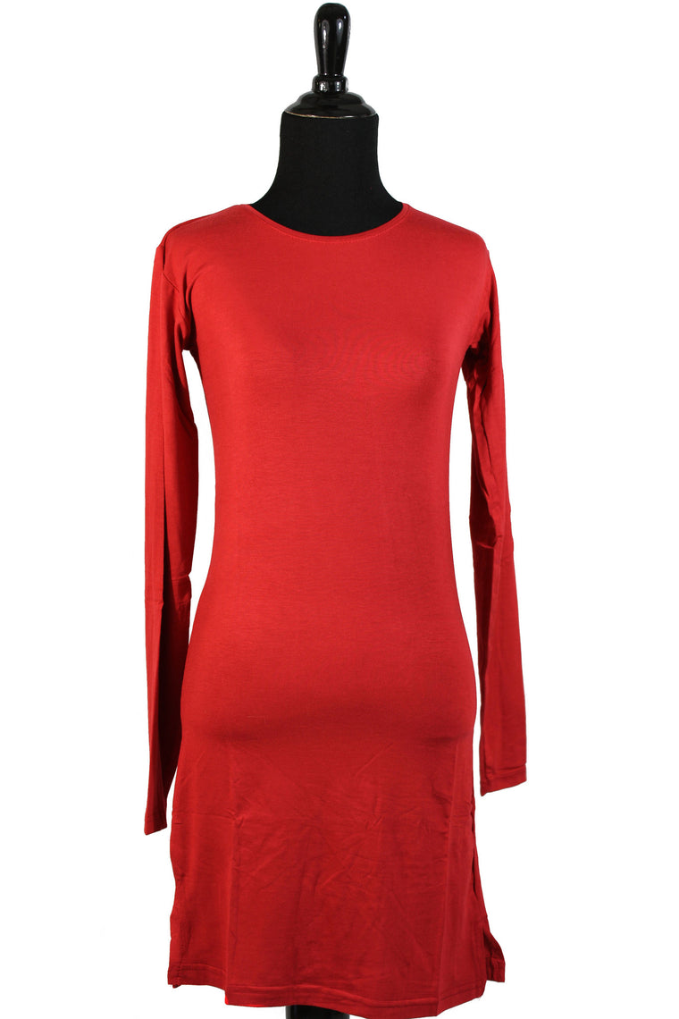Extra Long Sleeve Basic Top - Hot Red