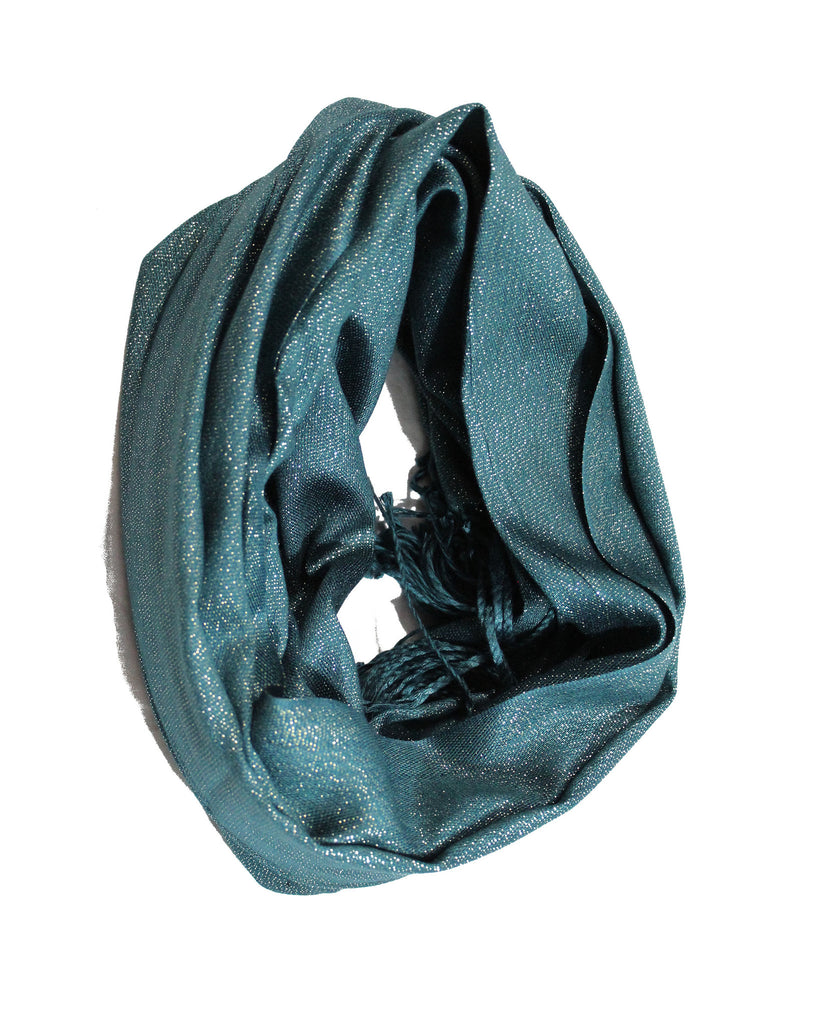 turquoise blue green viscose cotton shimmer glitter hijab with tassels