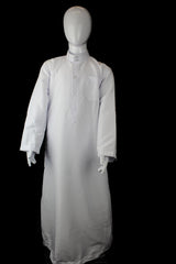 child size thobe in white with a collar
